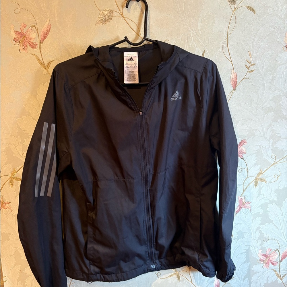 adidas Black Hooded Zip Jacket with Subtle Logo